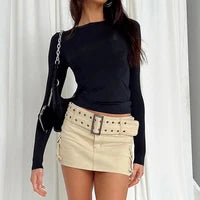 Dames T-shirt met Korte Mouwen – O-Hals, Effen, Slim Fit Crop Top