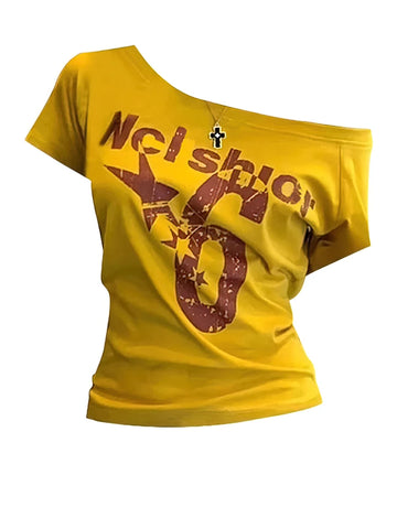 Sportieve Zomerse Off-Shoulder Top voor Dames – Sexy Vintage