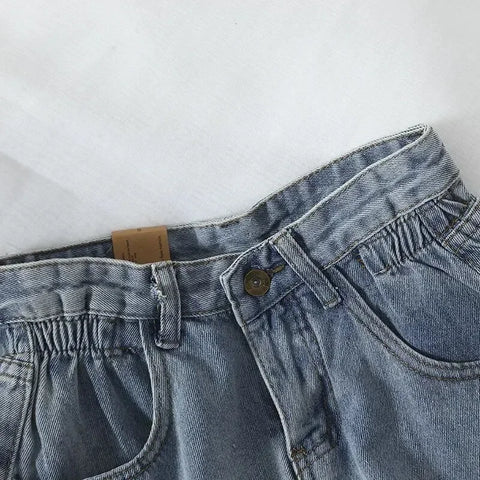 Zomerse Koreaanse Retro High-Waist Losse Spijkershorts