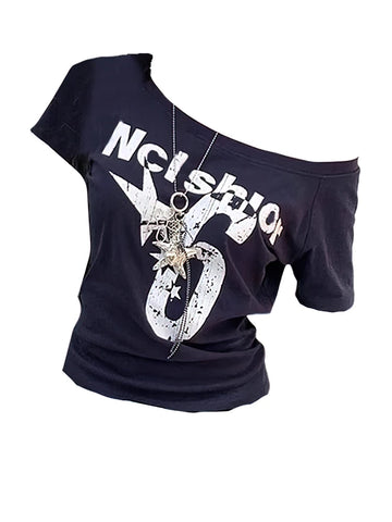 Sportieve Zomerse Off-Shoulder Top voor Dames – Sexy Vintage