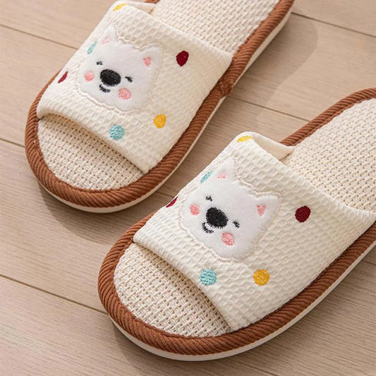 Dames Home Linnen Slippers – Ademend Katoen-Linnen Schoeisel