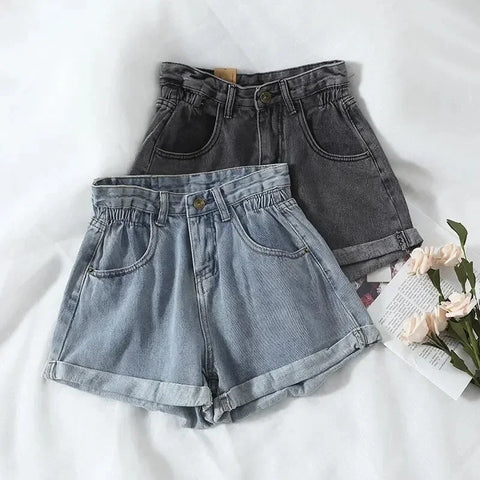Zomerse Koreaanse Retro High-Waist Losse Spijkershorts